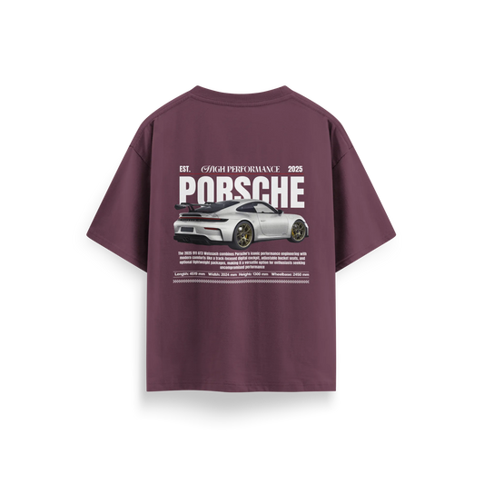 Porsche-911 - Maroon - Oversized T-Shirt