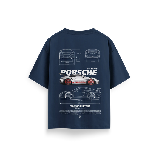 Porsche-GT3-RS-v3 - Navy Blue - Oversized T-Shirt