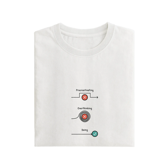Procrastinating Overthinking Doing - White - T-Shirt