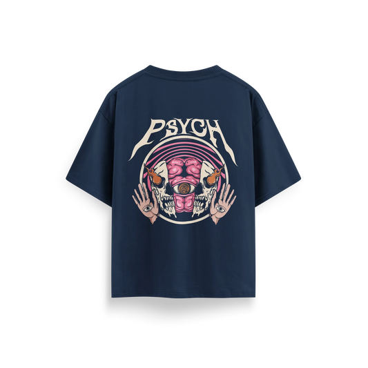 Psycho - Navy Blue - Oversized - T-Shirt