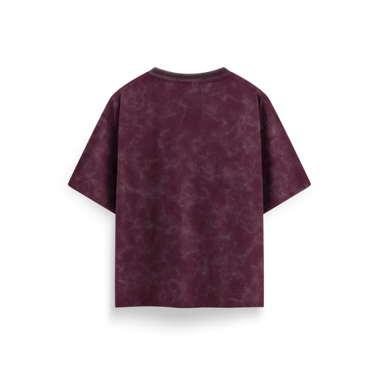 Maroon - Acid Washed Oversized - T-Shirt