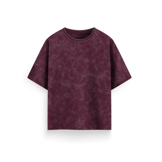 Maroon - Acid Washed Oversized - T-Shirt