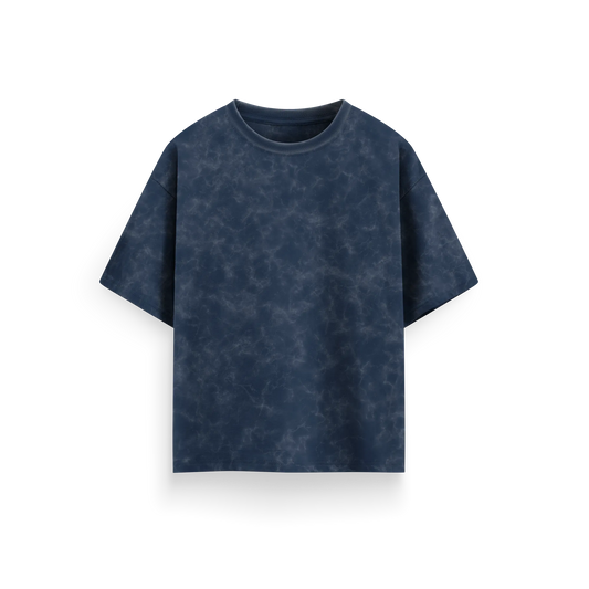 Navy Blue - Acid Washed Oversized - T-Shirt