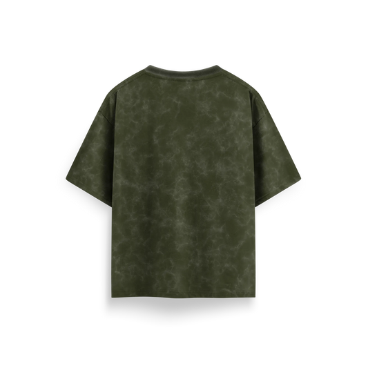 Olive Green - Acid Washed Oversized - T-Shirt