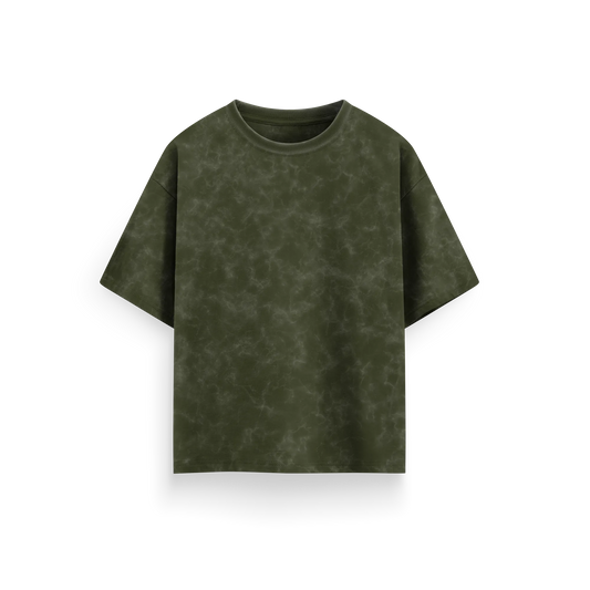 Olive Green - Acid Washed Oversized - T-Shirt