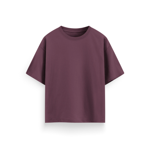 Maroon - Oversized - Solid T-Shirt