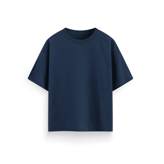 Navy Blue - Oversized - Solid T-Shirt