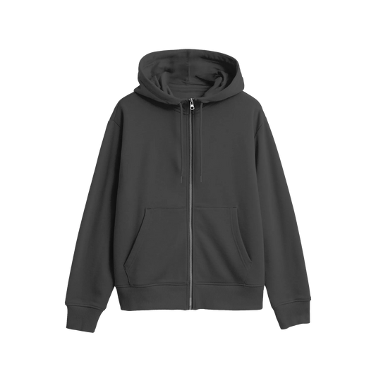 Black - Zipper Hoodie - Solid