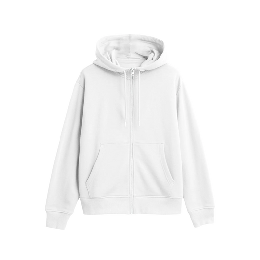 White - Zipper Hoodie - Solid