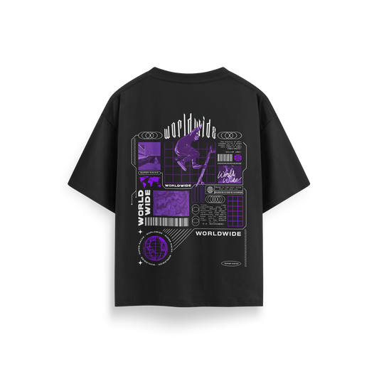 World Wide - Black - Oversized - T-Shirt